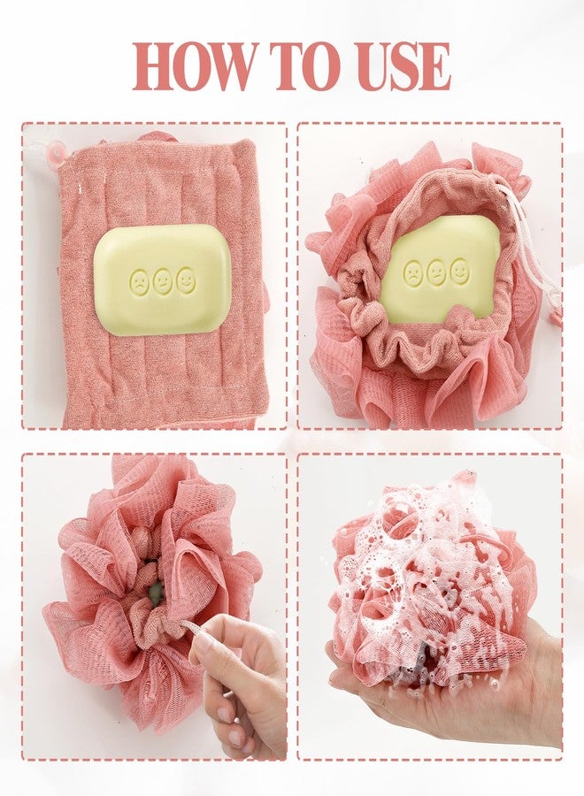 panthra 3 PCS Soap Bar Loofah,2 in 1 Bar Soap Loofah Pouch,Can Hold Soap,Effective Exfoliation,for Bathing (Khaki+ Beige+ Pink) - Image 3